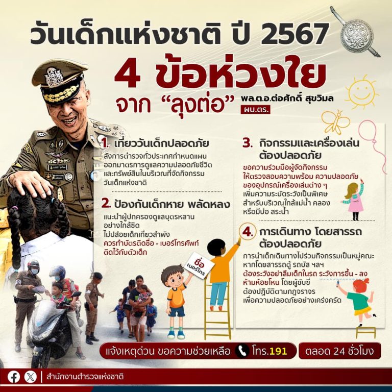 สำนักงานตำรวจแห่งชาติ พร้อมดูแลความปลอดภัย การจัดกิจกรรม“วันเด็กแห่งชาติ ประจำปี 2567”