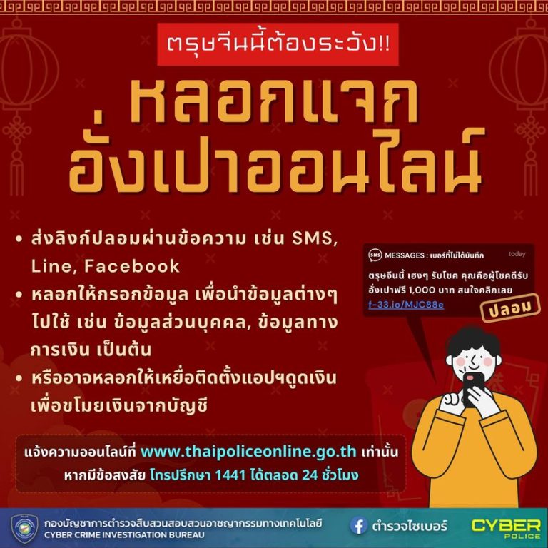 ตรุษจีนปีนี้ ระวัง!! หลอกแจกอั่งเปาออนไลน์